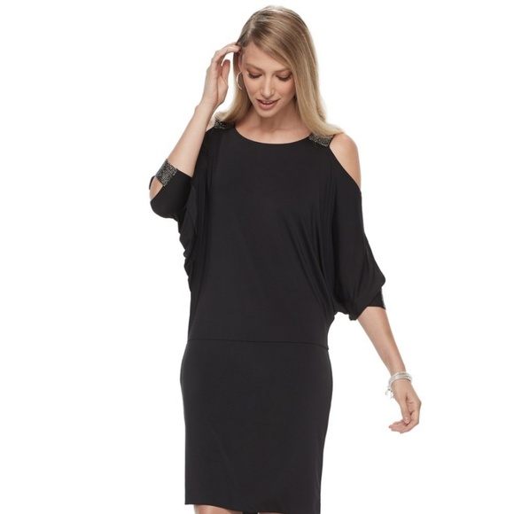 Jennifer Lopez Dresses & Skirts - NWT J-LO Black Cold Shoulder Embellished Dress